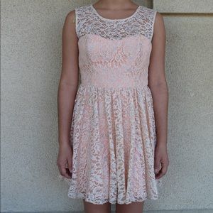 Pink lace formal dress